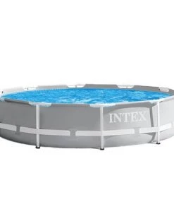 Intex 26701EH 10ft x 30in Prism Metal Frame Above Ground Swimming Pool with Filter Pump and Cleaning Maintenance Kit with Vacuum, Skimmer and Pole