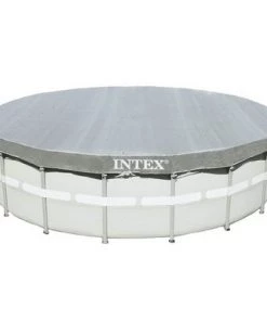 Intex 28041E UV Resistant Deluxe Debris Pool Cover for 18-Foot Intex Ultra Frame Round Above Ground Swimming Pools with Drain Holes, Gray