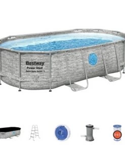Bestway 14ft x 8ft x 39.6in Power Swim Vista Pool with Pump and AquaCrawl Vacuum