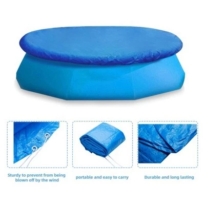 Bestway Flowclear Fast Set Round PVC Swimming Pool Debris Cover (Pool Not Included) with Rope and Drain Holes, Blue 3 Bestway Flowclear Fast Set Round PVC Swimming Pool Debris Cover (Pool Not Included) with Rope and Drain Holes, Blue - Image 3