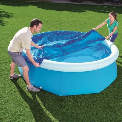 Bestway Flowclear Fast Set Round PVC Swimming Pool Debris Cover (Pool Not Included) with Rope and Drain Holes, Blue 8 Bestway Flowclear Fast Set Round PVC Swimming Pool Debris Cover (Pool Not Included) with Rope and Drain Holes, Blue - Image 8