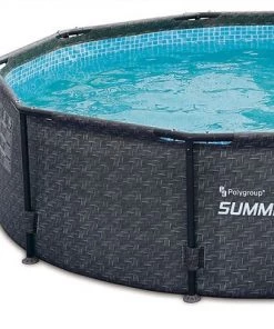 Summer Waves P2001448E14ft x 48in Round Frame Above Ground Swimming Pool Set with Ladder, Skimmer Pump, Cartridge, Solution Blend, and Ladder, Gray -Swimming Pools Sales unnamed file 200