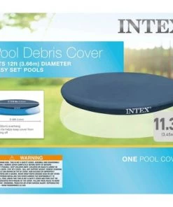 Intex 28022E 11.3-Foot Easy Set OutdoorSwimming Pool Debris Cover Tarp with Tie Down Ropes, Blue