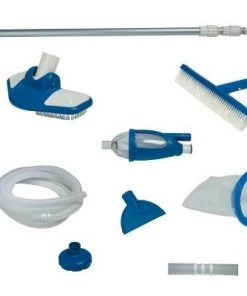 Intex Deluxe Maintenance Cleaning Kit & 12-Foot Round Frame Easy Set Pool Cover