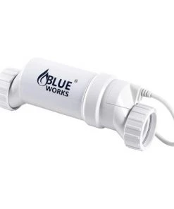 BLUE WORKS BLH30 Self Cleaning Salt Water Pool Chlorinator Generator System for 25,000 Gallon In Ground Pools With Control Box, White