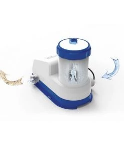 Bestway 2000 GPH Flowclear Smart Touch Wifi App Controlled Above Ground Swimming Pool Filter Pump Cartridge System, White