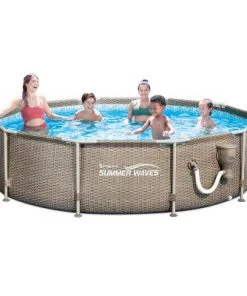 Summer Waves P20010305 10ft x 30in Frame Above Ground Swimming Pool with Exterior Wicker Print in Tan with SFS350 Skimmer Filter Pump & Solution Blend -Swimming Pools Sales unnamed file 240