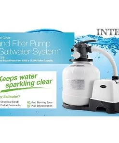 Intex 26679EG 16-Inch 2,150 GPH Krystal Clear Saltwater System and Sand Filter Pump with Automatic Timer and GFCI for Above Ground Pools, Gray