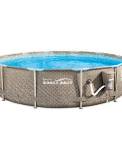Summer Waves P20012335 12ft x 30in Outdoor Round Frame Above Ground Swimming Pool Set with Skimmer Filter Pump, Filter Cartridge, and Accessories