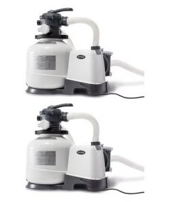 Intex 2800 GPH Above Ground Pool Sand Filter Pump with Automatic Timer (2 Pack)