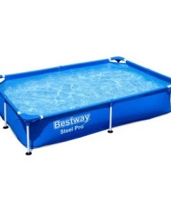 Bestway 56545E Steel Pro Outdoor Rectangular Frame Above Ground Family Kids Swimming Pool with Easy Setup, Blue