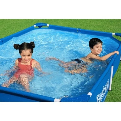Bestway 56545E Steel Pro Outdoor Rectangular Frame Above Ground Family Kids Swimming Pool with Easy Setup, Blue 3 Bestway 56545E Steel Pro Outdoor Rectangular Frame Above Ground Family Kids Swimming Pool with Easy Setup, Blue - Image 3