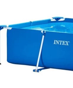 Intex 86" x 23" Rectangular Frame Above Ground Outdoor Home Backyard Splash Swimming Pool with Flow Control Valve for Draining