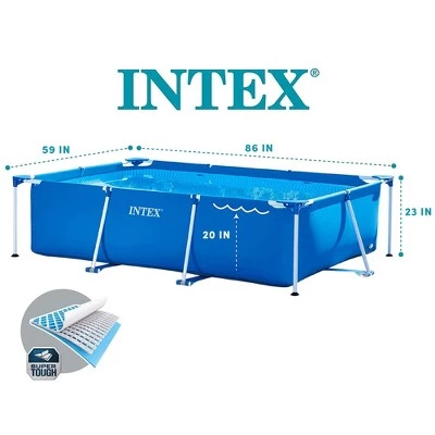 Intex 86" x 23" Rectangular Frame Above Ground Outdoor Home Backyard Splash Swimming Pool with Flow Control Valve for Draining 4 Intex 86" x 23" Rectangular Frame Above Ground Outdoor Home Backyard Splash Swimming Pool with Flow Control Valve for Draining - Image 4