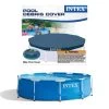 Intex Metal Frame Above Ground Swimming Pool w/ 10 Foot Round Swimming Pool Cover