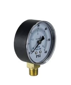 Pool Central Side Mount Plastic Cover Pressure Gauge 0-60 PSI 3.25" - Black/White