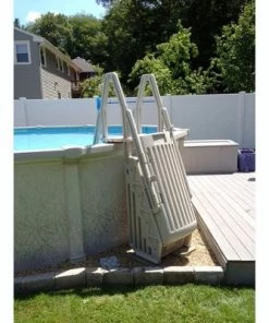 Vinyl Works AF Adjustable 24 Inch Gated Entry Above Ground Pool Ladder, Taupe -Swimming Pools Sales unnamed file 2979