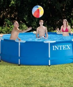 Intex 10ft x 30in Round Metal Frame Above Ground Swimming Pool w/Filter Pump