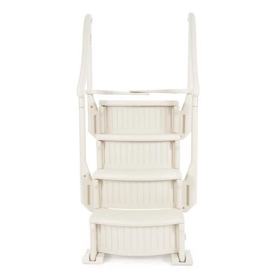 Confer Plastics Confer 4 Step Above Ground Outdoor Swimming Pool Ladder Stair Step System with Built-In Handrails for Safe Entry and Exit, Beige 1 Confer Plastics Confer 4 Step Above Ground Outdoor Swimming Pool Ladder Stair Step System with Built-In Handrails for Safe Entry and Exit, Beige