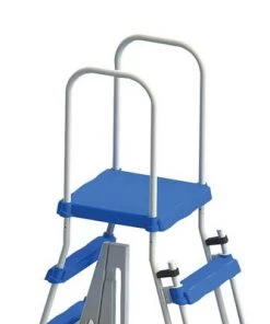 Swimline 87950 A Frame Ladder with 4 Secure Steps and Safety Barrier for 48 to 52 Inch Tall Above Ground Swimming Pools, Blue