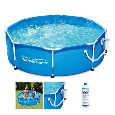 Summer Waves P2000830A Active 8ft x 30in Outdoor Round Frame Above Ground Swimming Pool Set with Filter Pump, Cartridge and Accessories 1 Summer Waves P2000830A Active 8ft x 30in Outdoor Round Frame Above Ground Swimming Pool Set with Filter Pump, Cartridge and Accessories