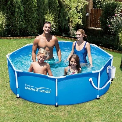 Summer Waves P2000830A Active 8ft x 30in Outdoor Round Frame Above Ground Swimming Pool Set with Filter Pump, Cartridge and Accessories 2 Summer Waves P2000830A Active 8ft x 30in Outdoor Round Frame Above Ground Swimming Pool Set with Filter Pump, Cartridge and Accessories - Image 2