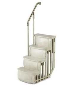 Main Access 200600T 24 Inch Wide Heavy-Duty Adjustable Above Ground Swimming Pool Smart Step Entry System with Handrails (No Ladder), White