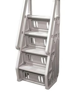 Vinyl Works Deluxe Adjustable 24-Inch Wide In-Pool Step Ladder Entry System for 46 to 60 Inch High Above Ground Swimming Pools with Non-Slip Steps