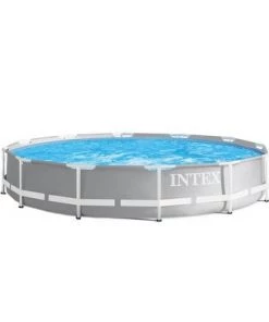 Intex 26710EH 12ft x 30in Prism Frame Outdoor Above Ground Round Swimming Pool & Robot Vacuum Cleaner Fits up to 6 People (Filter Pump Not Included)