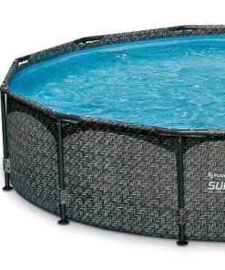 Summer Waves P20012331 Active 12ft x 33in Outdoor Round Frame Above Ground Swimming Pool Set with Skimmer Filter Pump & Filter Cartridge