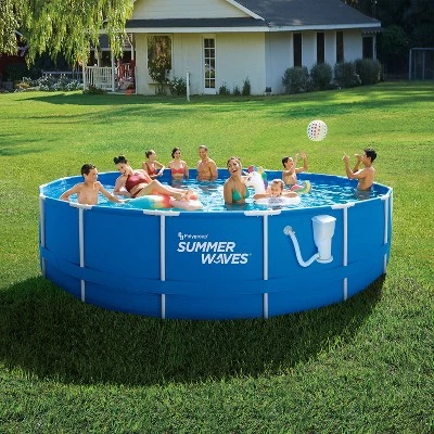 Summer Waves Active 10 Foot x 30 Inch Metal Frame Outdoor Backyard Above Ground Swimming Pool Set with Filter Pump, Type I Cartridge, and Repair Patch 4 Summer Waves Active 10 Foot x 30 Inch Metal Frame Outdoor Backyard Above Ground Swimming Pool Set with Filter Pump, Type I Cartridge, and Repair Patch - Image 4