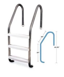 Swim Central 63" Solid Stainless Steel Swimming Pool Ladder