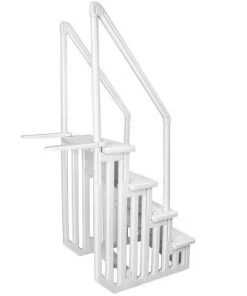 XtremepowerUS 4-Step Swimming Pool Entry Ladder with Side Handle Rail Non-Slip Platform, White -Swimming Pools Sales unnamed file 3355