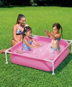 Summer Waves Small Plastic Frame 4ft x 4ft x 12in Kids Toddler Baby Kiddie Swimming Pool, Pink