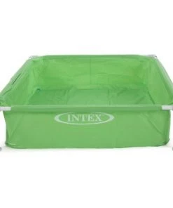 Intex 48 x 12 Inch Mini Framed Beginner Above Ground Rectangular Outdoor Kiddie Swimming Pool with Drain Plug and Repair Patch, Green