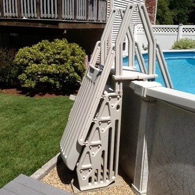 Vinyl Works AF Adjustable 24 Inch Gated Entry Above Ground Pool Ladder, White 1 Vinyl Works AF Adjustable 24 Inch Gated Entry Above Ground Pool Ladder, White