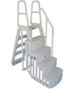 Main Access 200100T Above Ground Pool Ladder Steps w/ Mat Pad + 2 Sand Weights