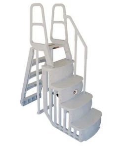 Main Access 200100T Above Ground Pool Ladder Steps w/ Pad + 2 Weights + LED Lite