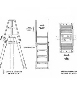 Vinyl Works SLA A-Frame Adjustable 48-56 Inch Above Ground Pool Ladder, White