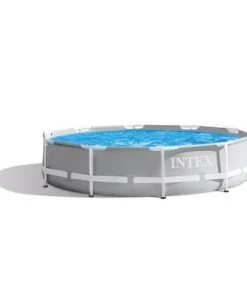 Intex 26700EH 10ft x 30in Prism Metal Frame Round Above Ground Outdoor Backyard Swimming Pool and Protective Canopy (No Pump)