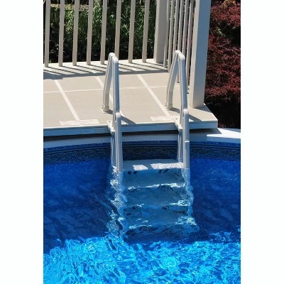 Vinyl Works Adjustable 24 Inch In-Pool Step Ladder for Above Ground Pools, White 2 Vinyl Works Adjustable 24 Inch In-Pool Step Ladder for Above Ground Pools, White - Image 2