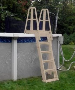 Vinyl Works SLA A Frame Above Ground Pool Ladder Steps with Slide Lock Barrier