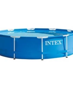 Intex 28200EH 10 Foot x 30 Inch Outdoor Metal Frame Above Ground Round Swimming Pool Fits Up to 4 People with Protective Canopy (Pump Not Included)