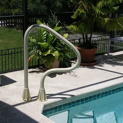 Saftron P-326-RTD-B Durable Return to Deck Mounted 3 Bend Polymer/Steel Handrail 1 Saftron P-326-RTD-B Durable Return to Deck Mounted 3 Bend Polymer/Steel Handrail