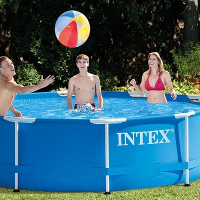 Intex 28200EH 10 Foot x 30 Inch Outdoor Metal Frame Above Ground Round Swimming Pool Fits Up to 4 People with Protective Canopy (Pump Not Included) 4 Intex 28200EH 10 Foot x 30 Inch Outdoor Metal Frame Above Ground Round Swimming Pool Fits Up to 4 People with Protective Canopy (Pump Not Included) - Image 4