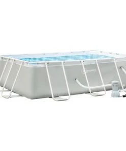 Outsunny 11' x 6' x 32" Above Ground Swimming Pool, Rectangular Steel Frame, Non-Inflatable, Filter Pump, Light Grey -Swimming Pools Sales unnamed file 373