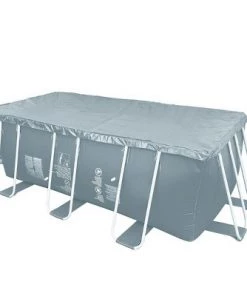 Pool Central 12.5" Durable Apertured Rectangular Pool Cover with Rope Ties - Gray