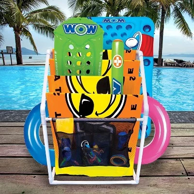 WOW World Of Watersports WOW Watersports Indoor or Outdoor Free Standing Collapsible Heavy Duty 5 Rail Towel Rack w/ Hanging Pocket & Storage Bag for Pool Accessories, White 2 WOW World Of Watersports WOW Watersports Indoor or Outdoor Free Standing Collapsible Heavy Duty 5 Rail Towel Rack w/ Hanging Pocket & Storage Bag for Pool Accessories, White - Image 2