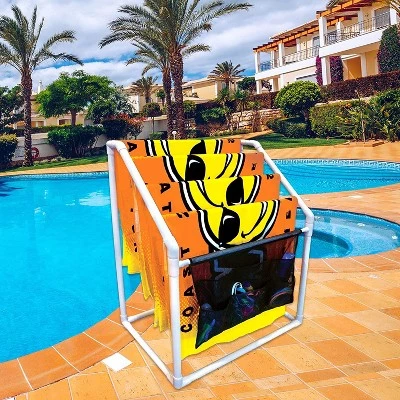 WOW World Of Watersports WOW Watersports Indoor or Outdoor Free Standing Collapsible Heavy Duty 5 Rail Towel Rack w/ Hanging Pocket & Storage Bag for Pool Accessories, White 3 WOW World Of Watersports WOW Watersports Indoor or Outdoor Free Standing Collapsible Heavy Duty 5 Rail Towel Rack w/ Hanging Pocket & Storage Bag for Pool Accessories, White - Image 3