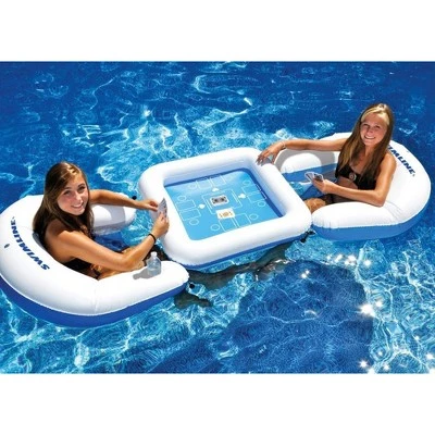 Swimline Kids Inflatable Durable Connecting Game Station Swimming Pool Toy Set with Waterproof Playing Cards, 2 Seats, and Table (2 Pack) 3 Swimline Kids Inflatable Durable Connecting Game Station Swimming Pool Toy Set with Waterproof Playing Cards, 2 Seats, and Table (2 Pack) - Image 3